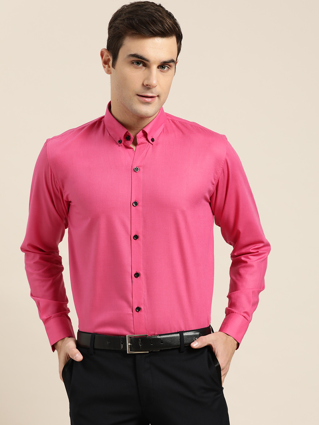 

SOJANYA Men Pink Classic Regular Fit Solid Formal Shirt