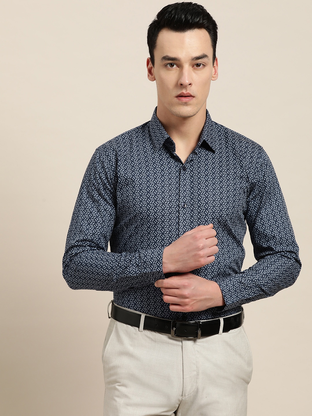 

SOJANYA Men Blue Classic Regular Fit Printed Formal Shirt