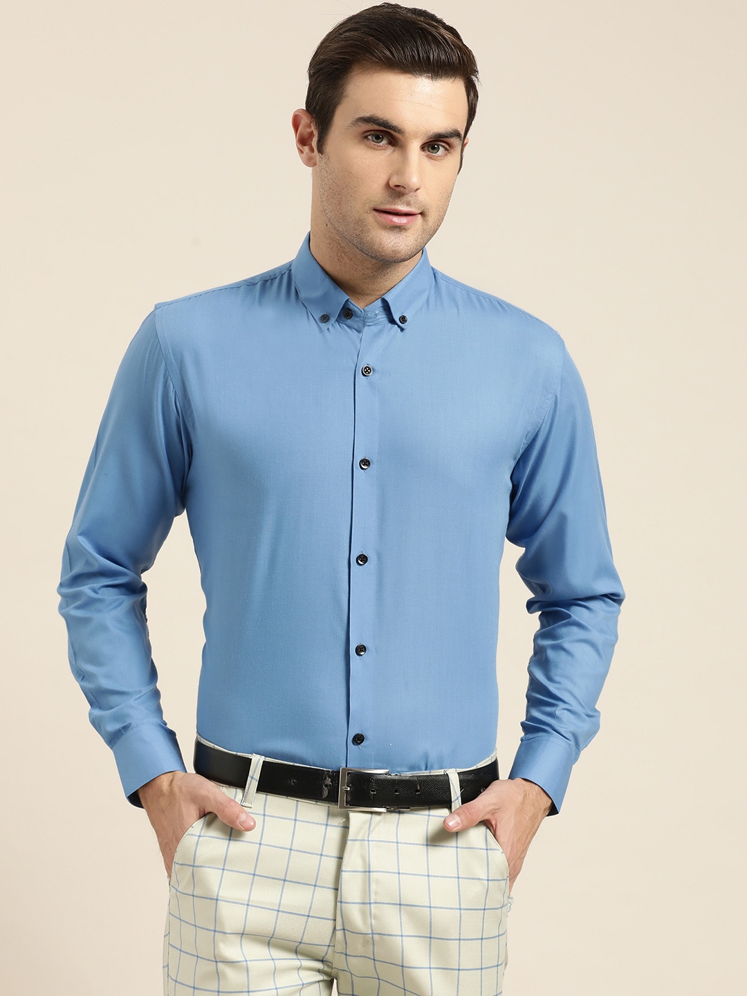 

SOJANYA Men Blue Classic Regular Fit Solid Formal Shirt