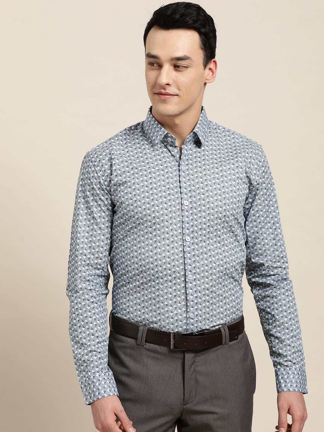 

SOJANYA Men Blue Classic Regular Fit Printed Formal Shirt
