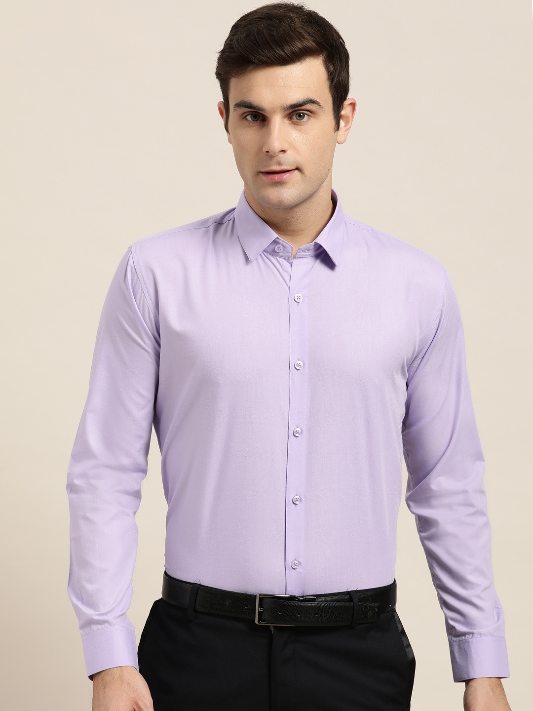 

SOJANYA Men Lavender Classic Regular Fit Solid Formal Shirt