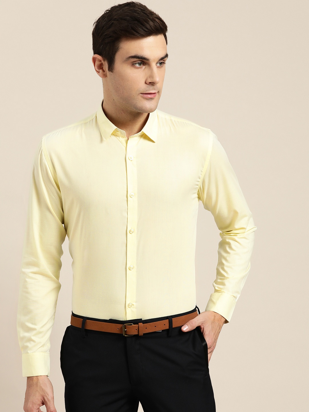 

SOJANYA Men Yellow Classic Regular Fit Solid Formal Shirt