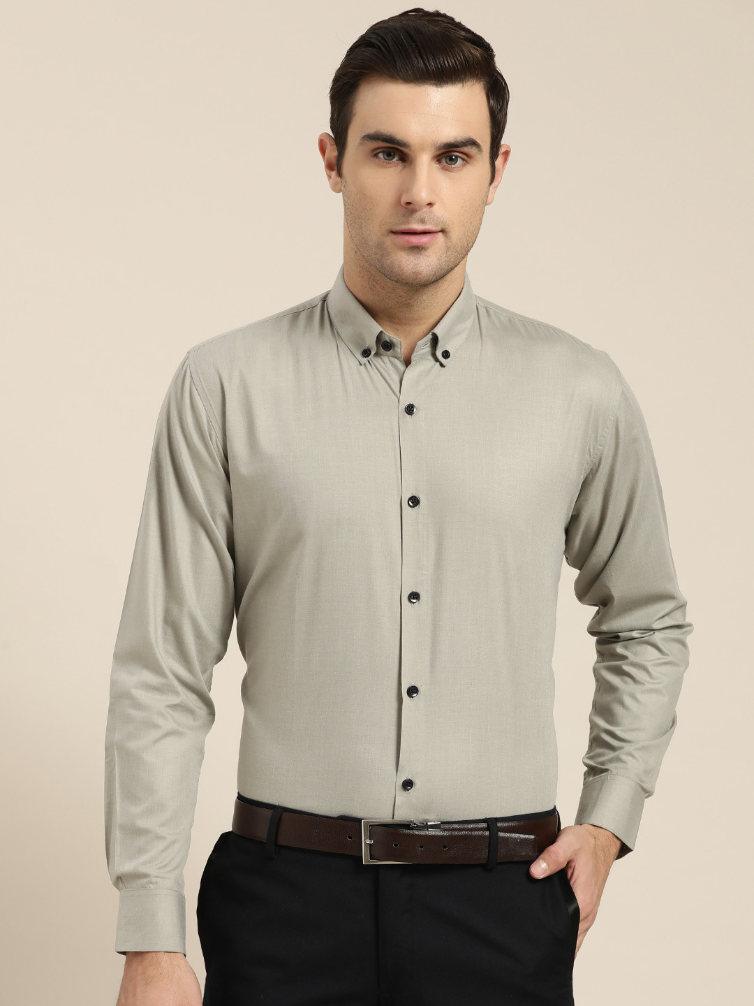 

SOJANYA Men Grey Classic Regular Fit Solid Formal Shirt