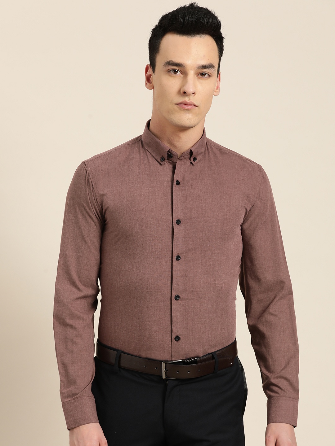 

SOJANYA Men Brown Classic Regular Fit Solid Formal Shirt