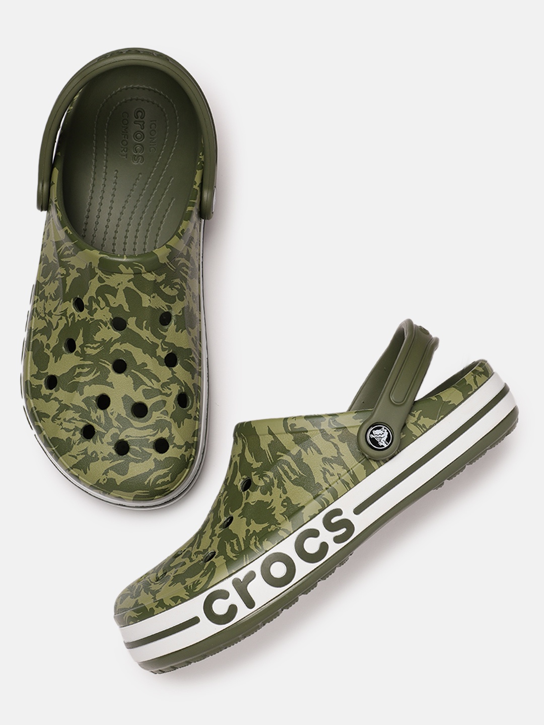 

Crocs Unisex Olive Green Printed Bayaband Seasonal Clogs