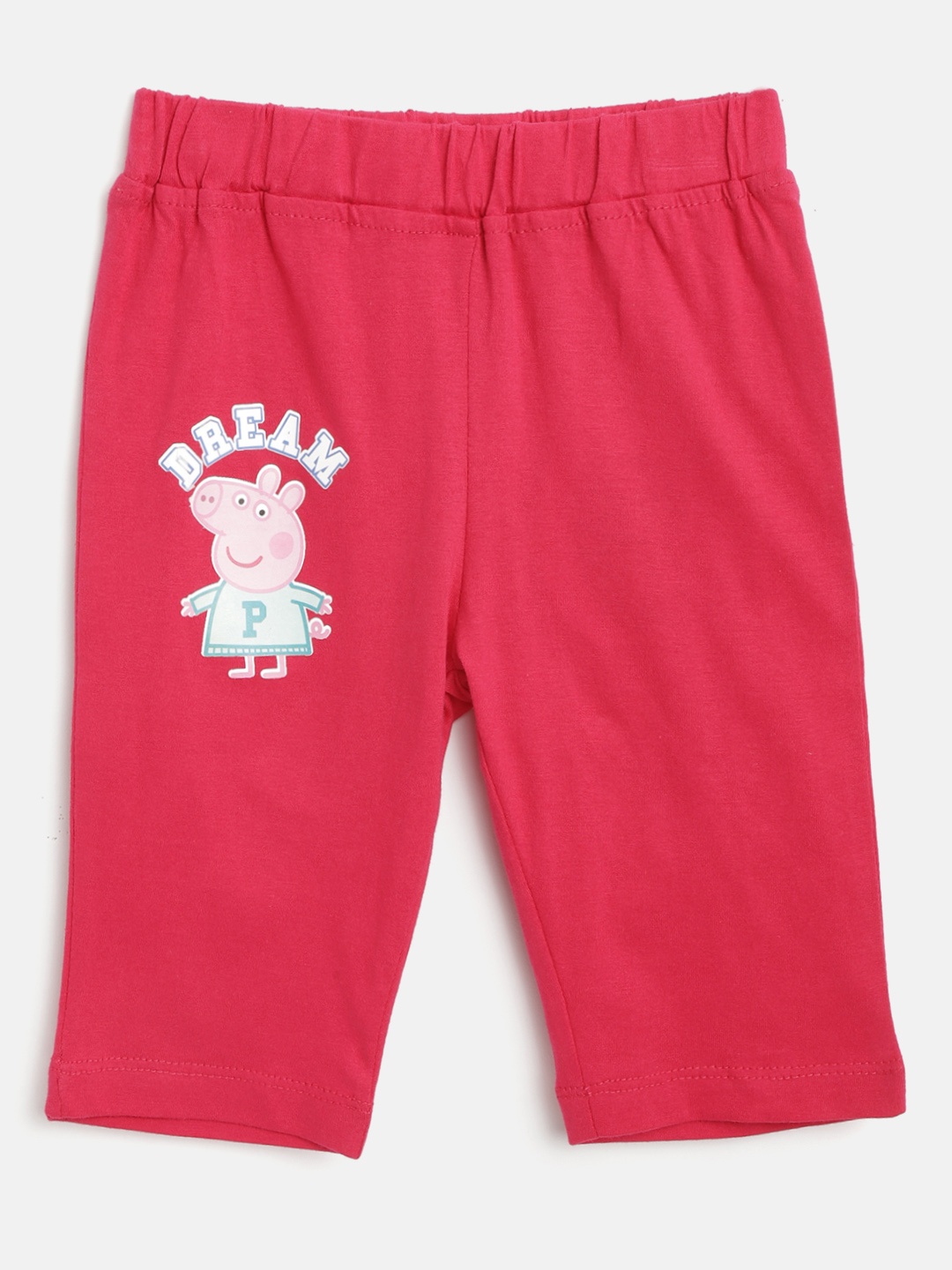 

toothless Girls Pink Solid Regular Fit Capris with Printed Detail