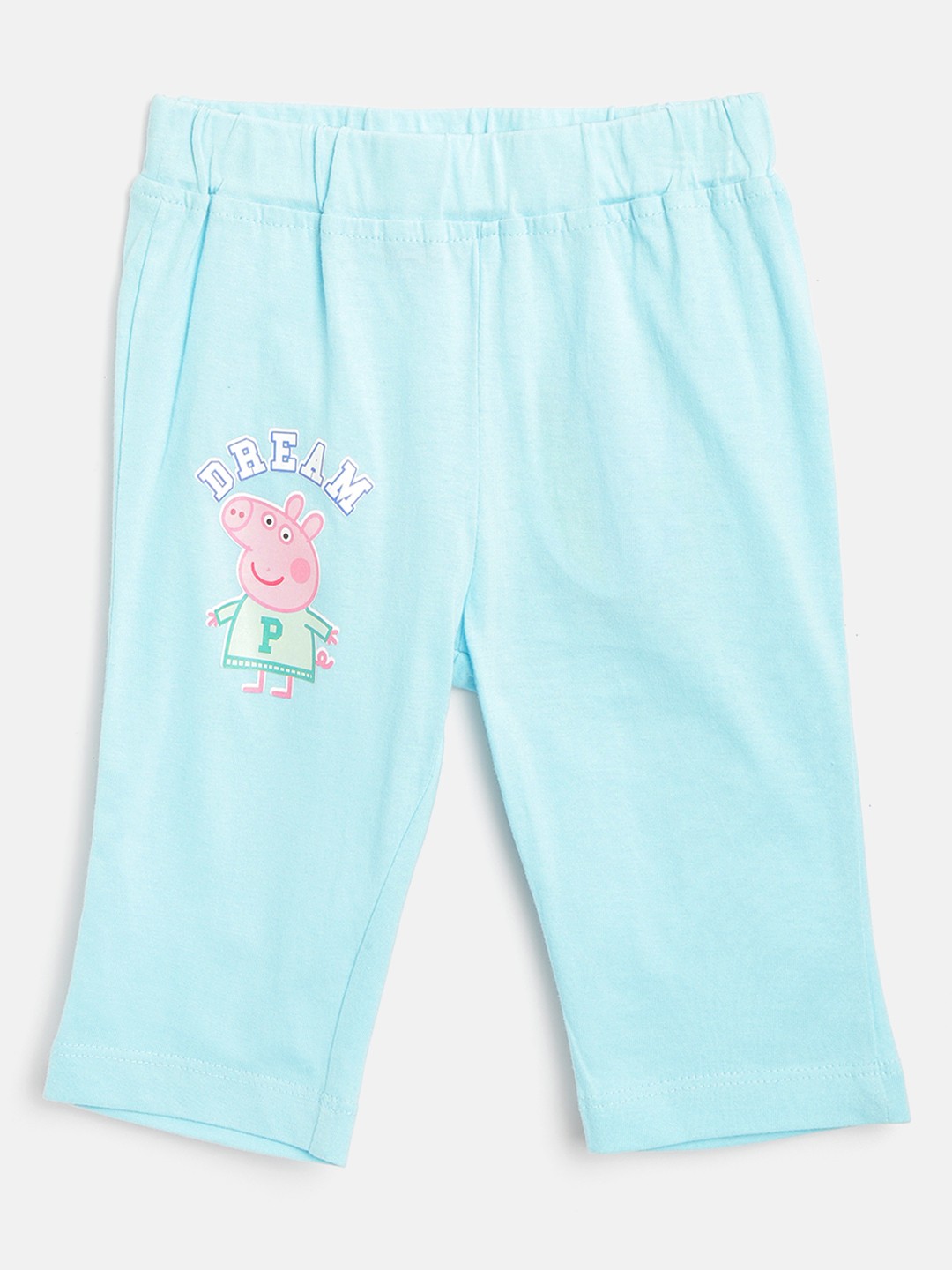 

toothless Girls Peppa Pig Blue Solid Regular Fit Capris With Printed Detail