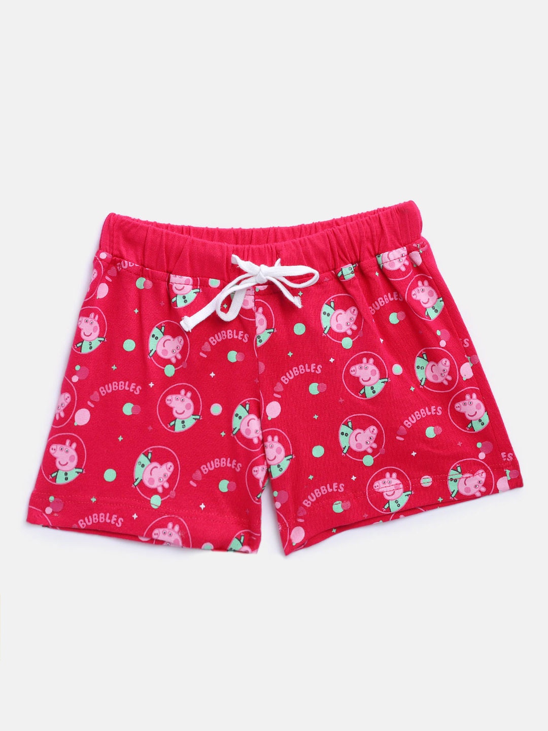 

toothless Girls Pink & Green Printed Regular Fit Shorts