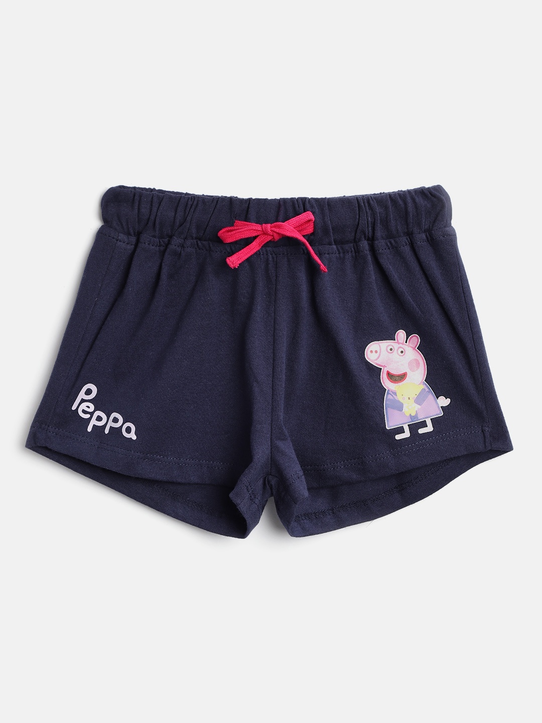 

toothless Girls Navy Blue Peppa Pig Printed Regular Fit Shorts