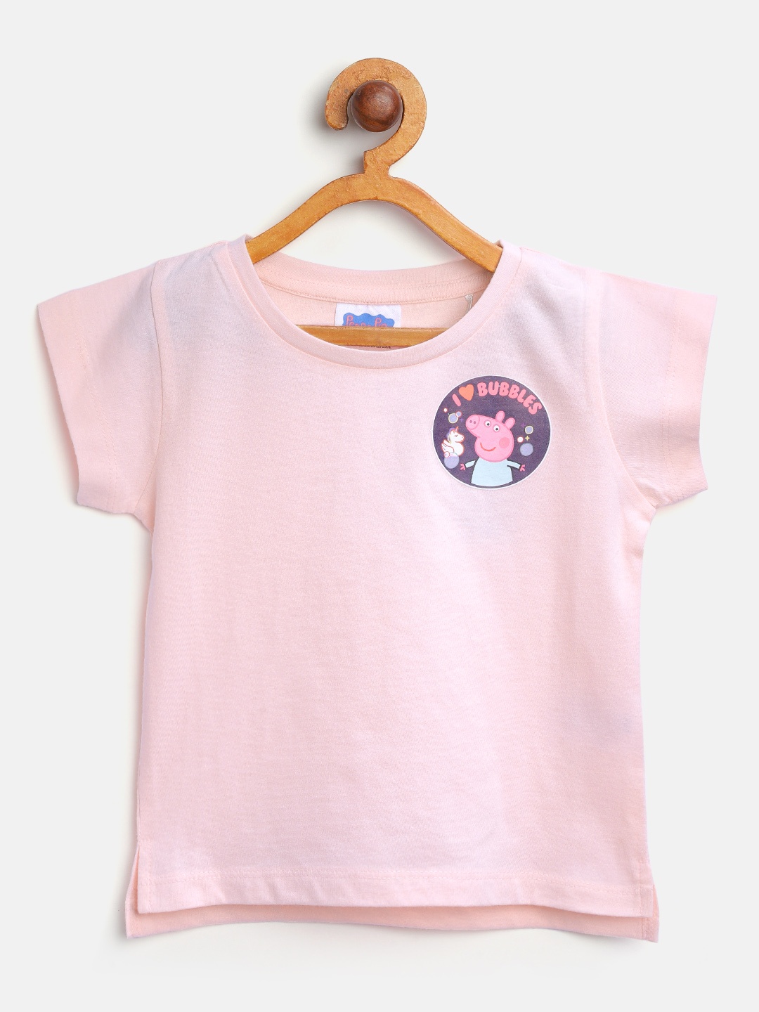 

toothless Girls Pink Peppa Pig Printed Round Neck T-Shirt