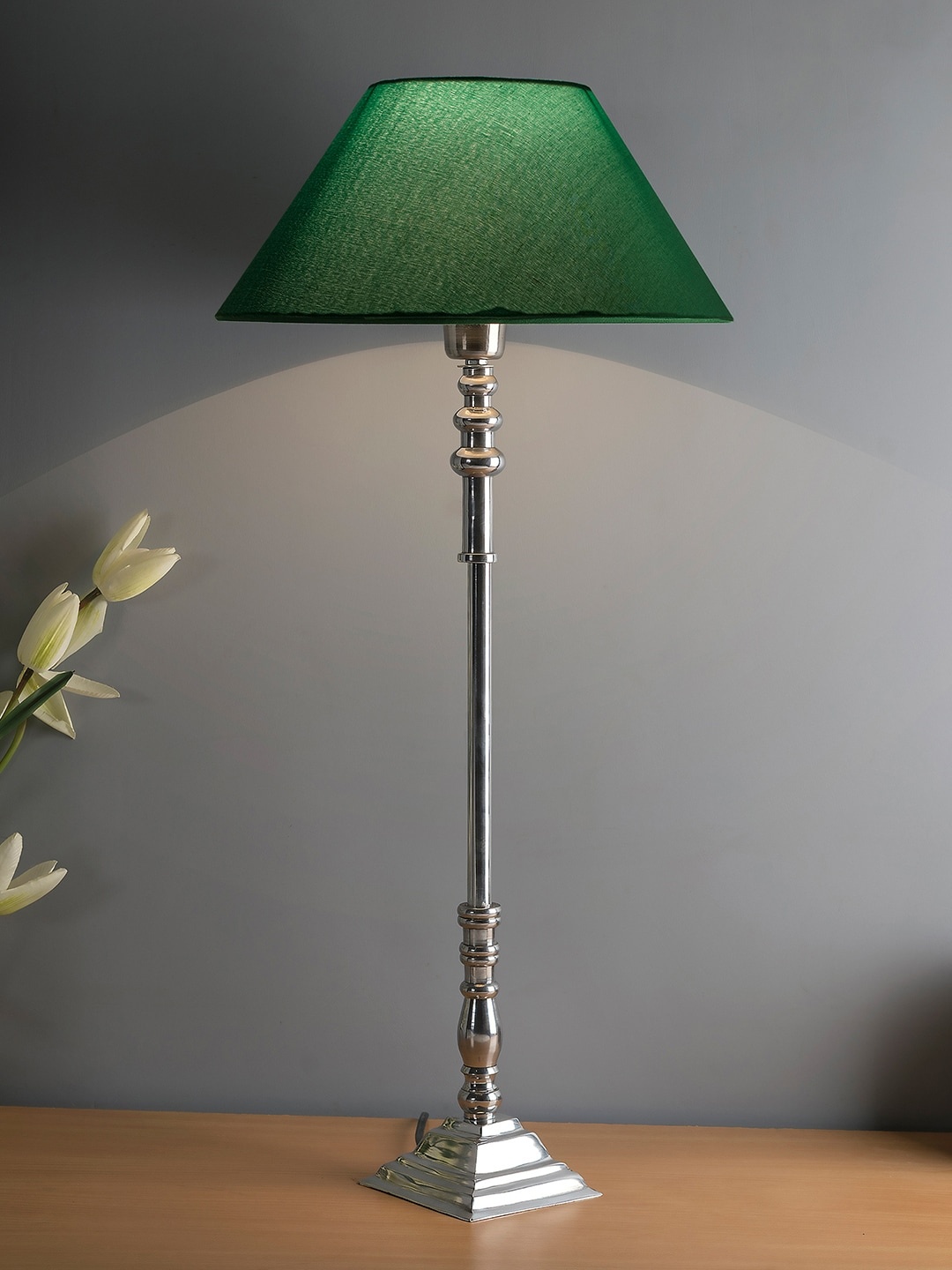 

Homesake Green & Silver-Toned Solid Handcrafted Chrome Finish Buffet Lamp