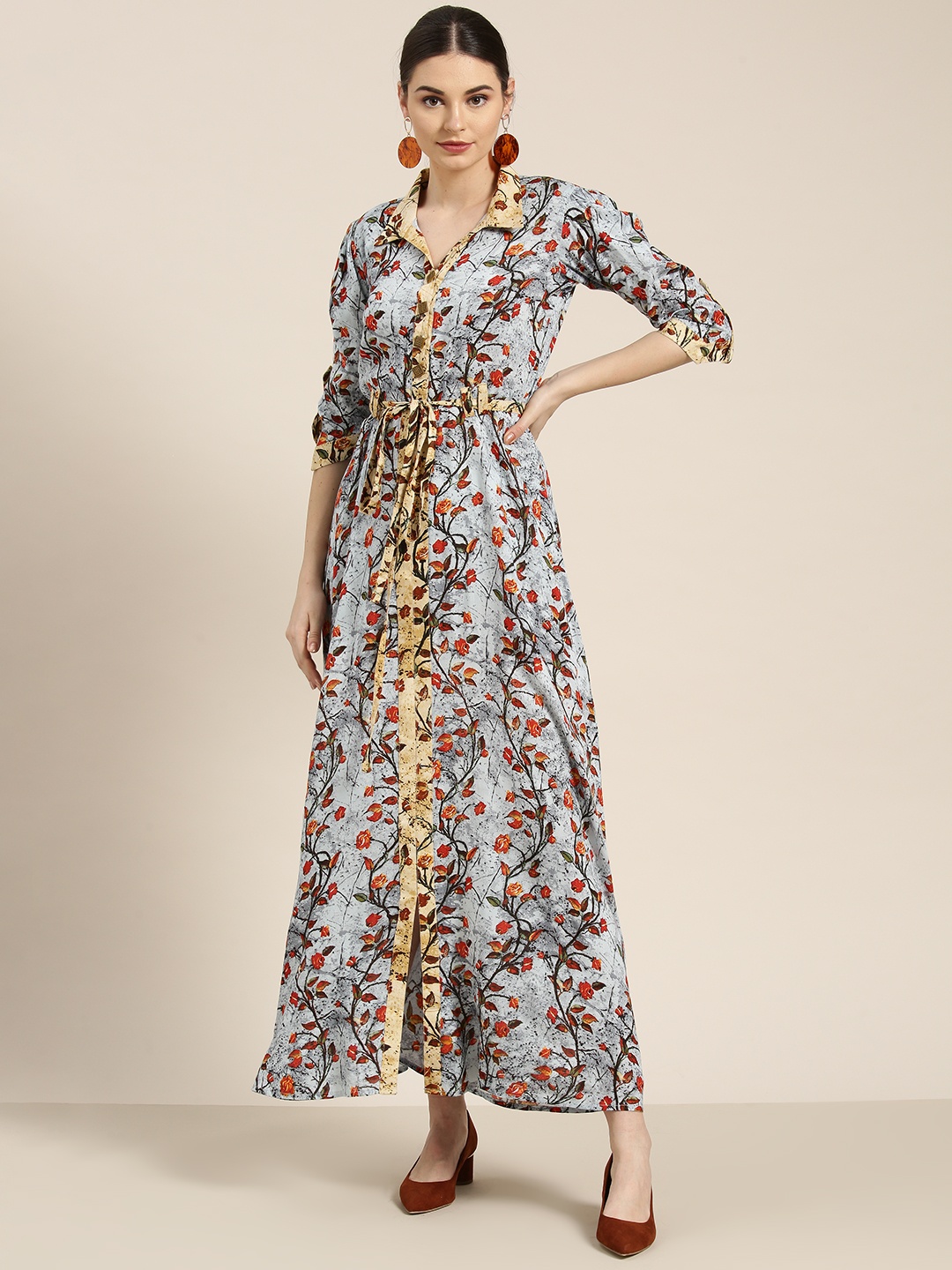 

WoowZerz Women Blue & Red Printed Maxi Dress