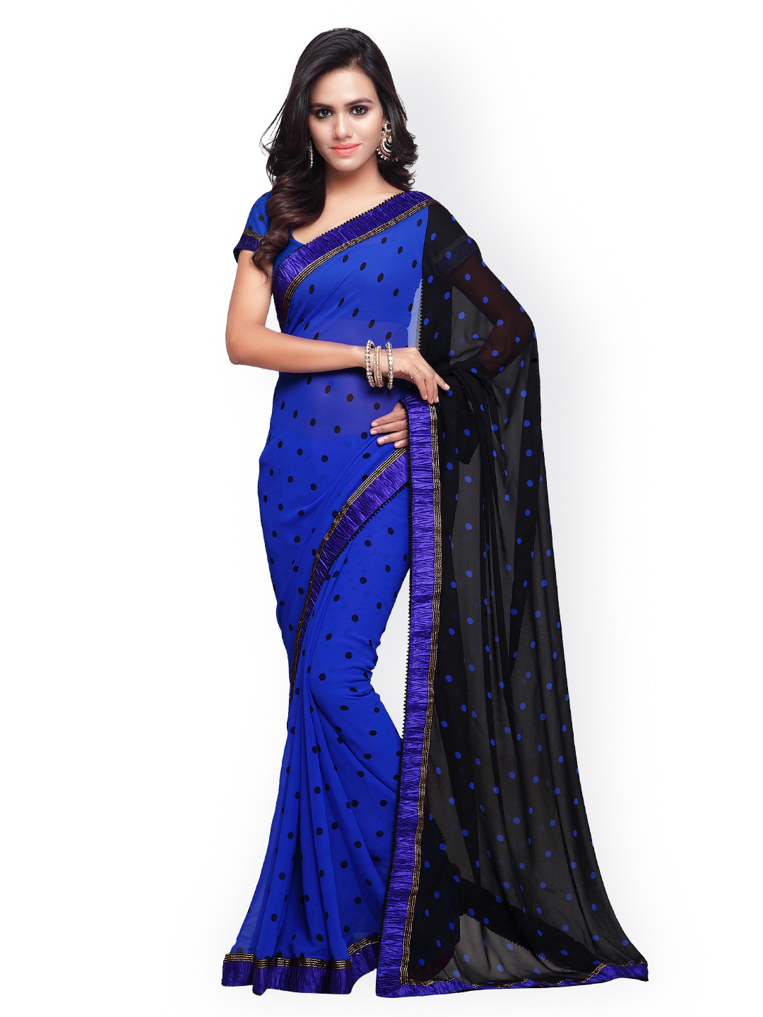 

MIRCHI FASHION Blue Georgette Printed Saree