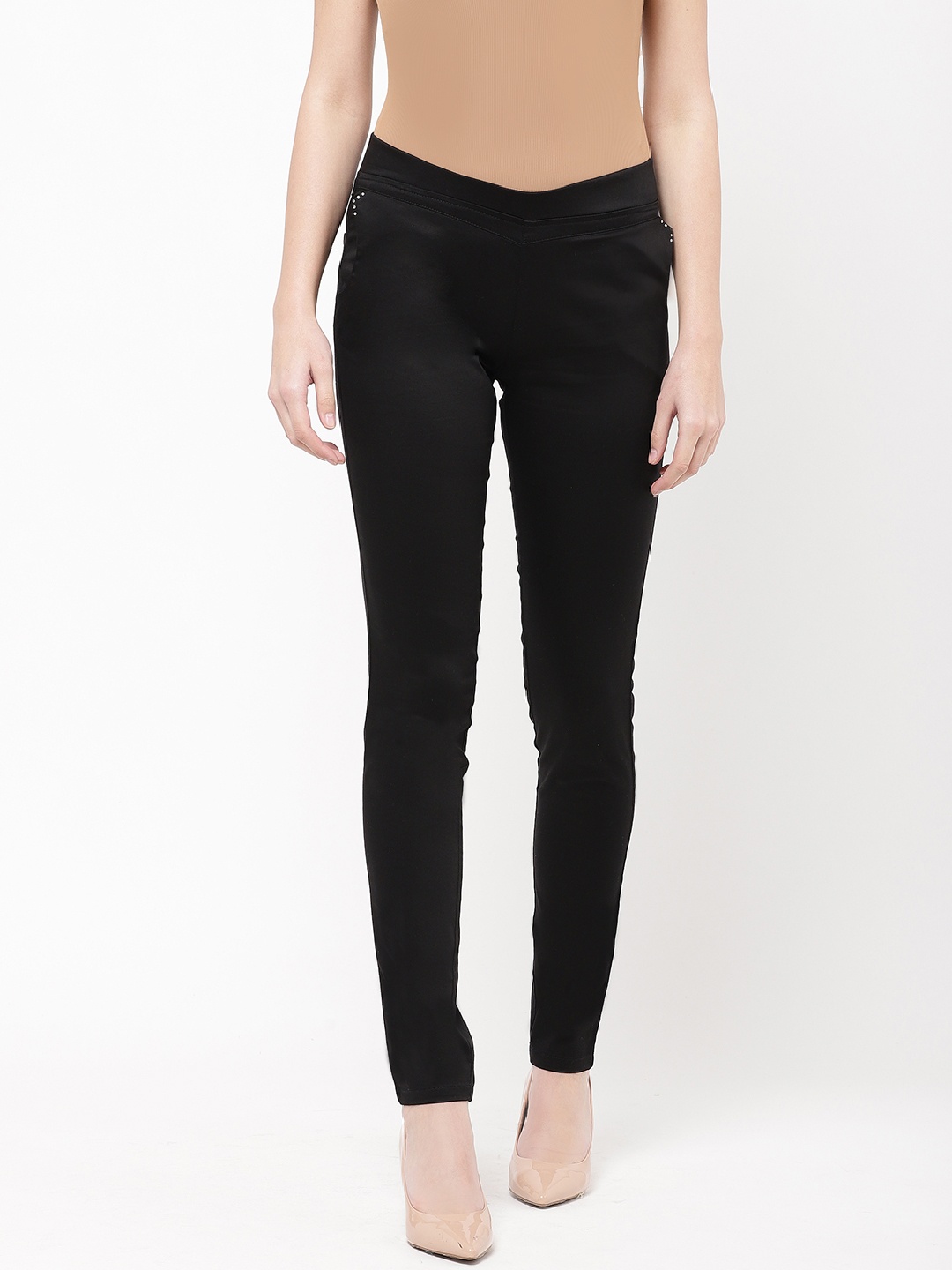 

urSense Women Black Skinny Fit Solid Treggings