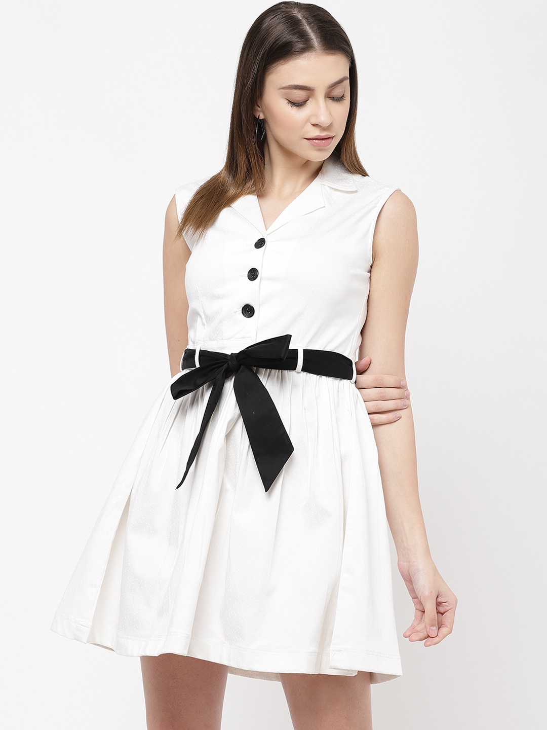 

urSense Women Off-White Printed Trench Dress