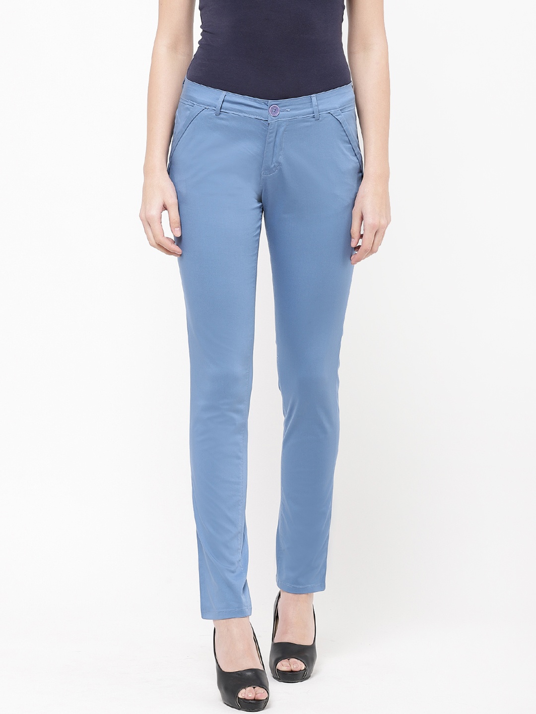 

urSense Women Blue Regular Fit Solid Trousers