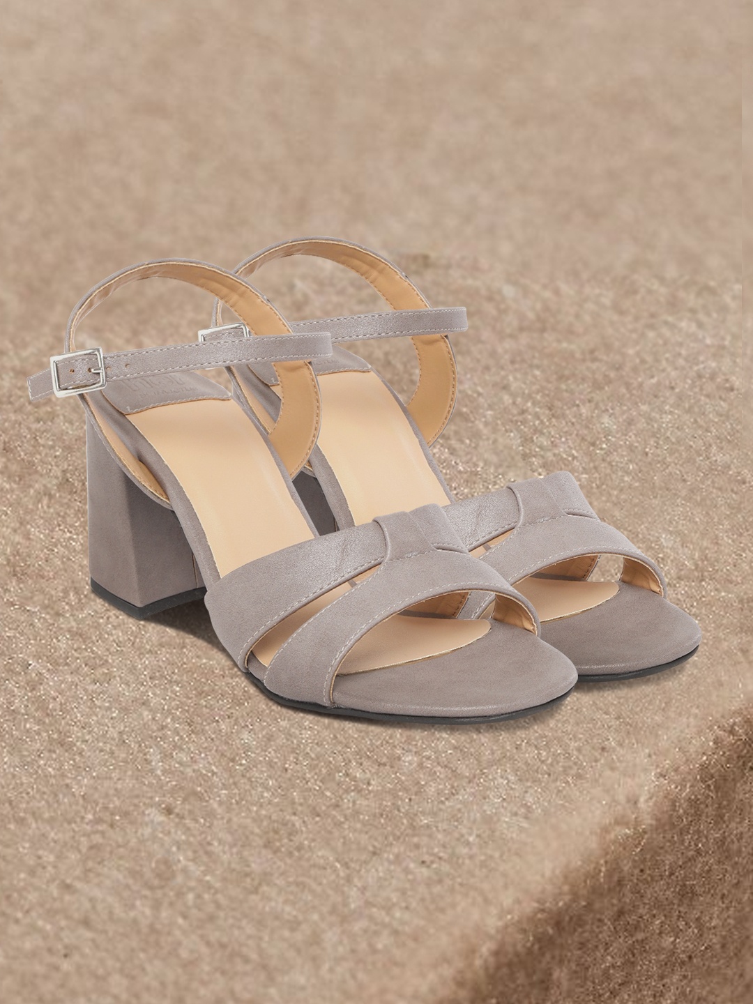 

her by invictus Women Grey Solid Block Heels