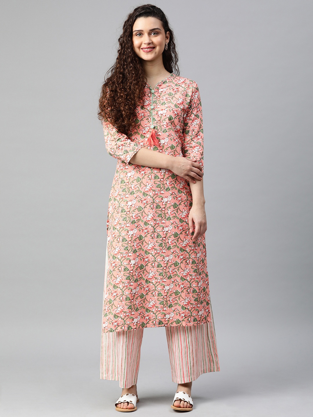 

Alena Women Peach-Coloured Printed Kurta with Palazzos