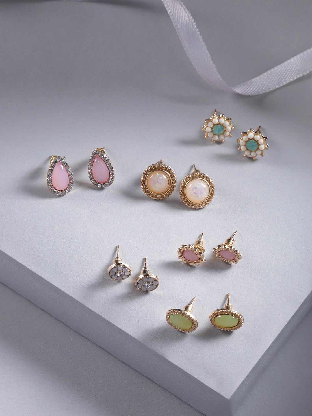 

Jewels Galaxy Set of 6 Gold-Plated Geometric Studs, Multi