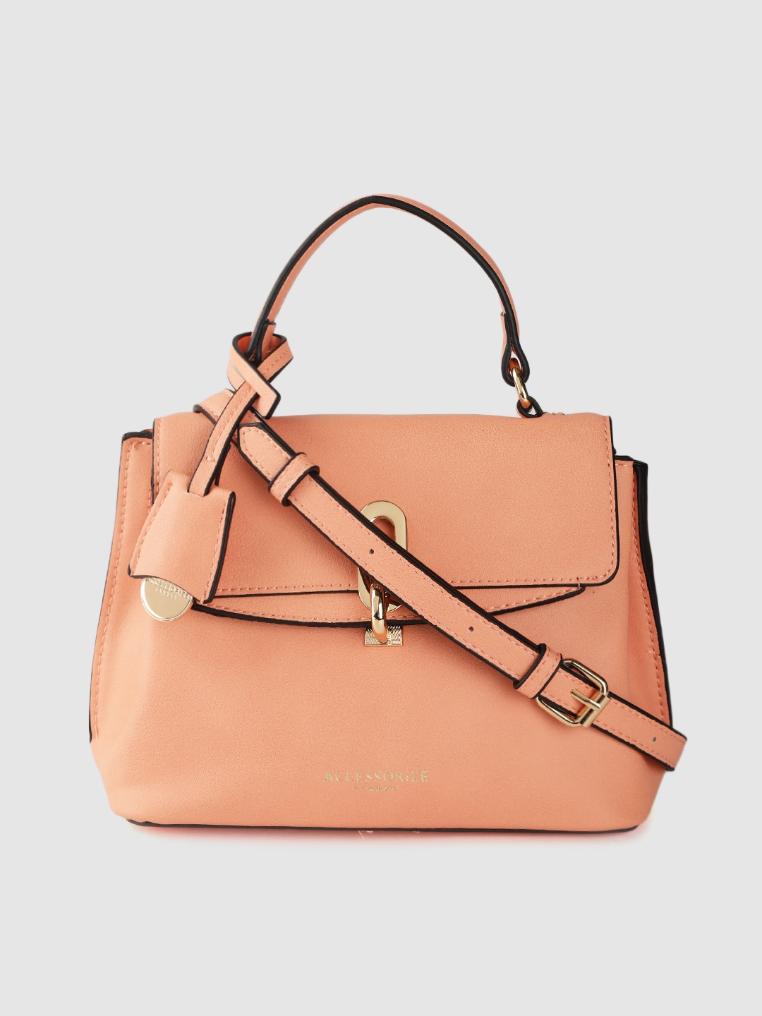 

Accessorize Coral Orange Solid Satchel