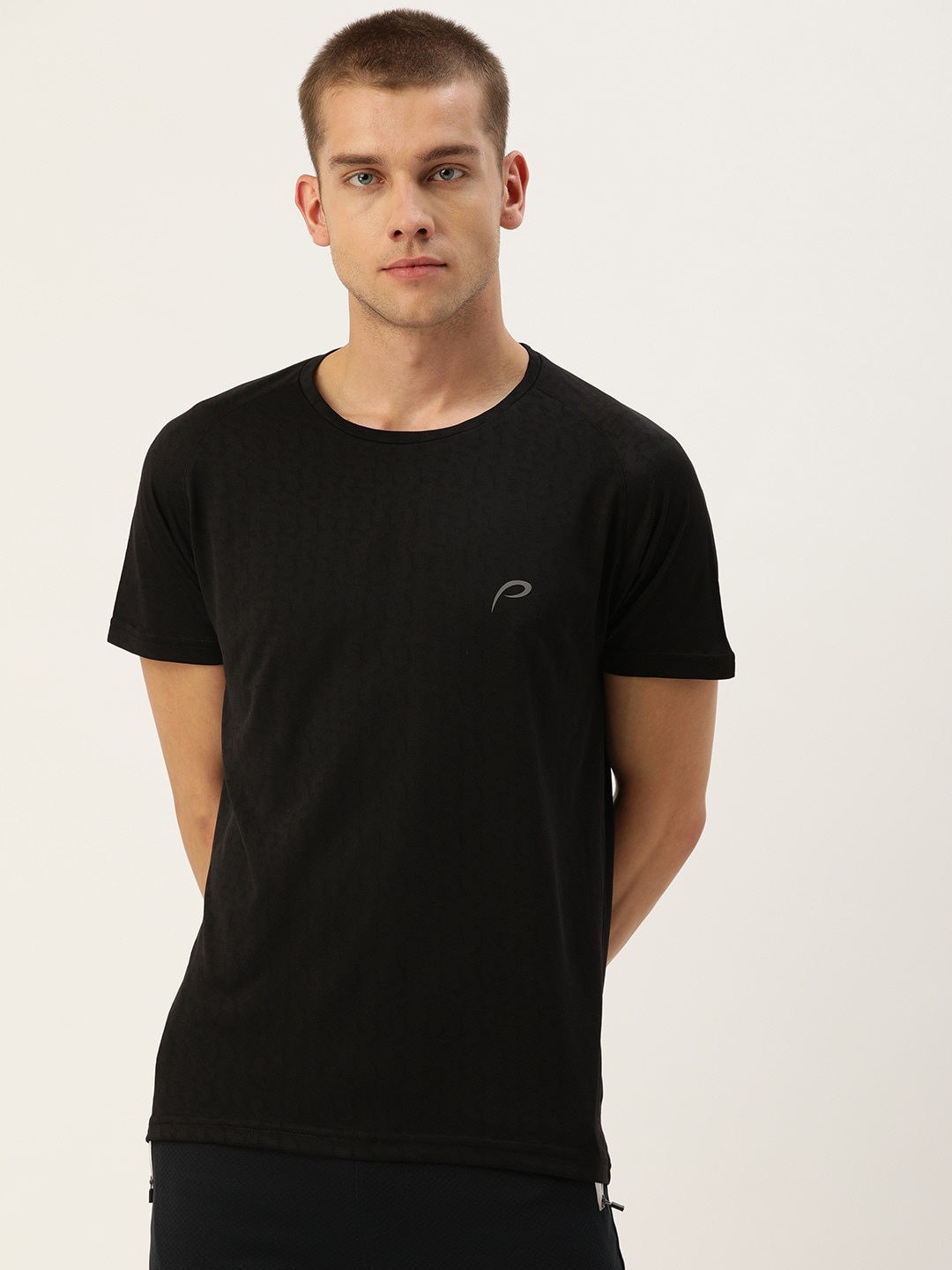 

Proline Active Men Black Self Design Pro-Dry Round Neck T-shirt