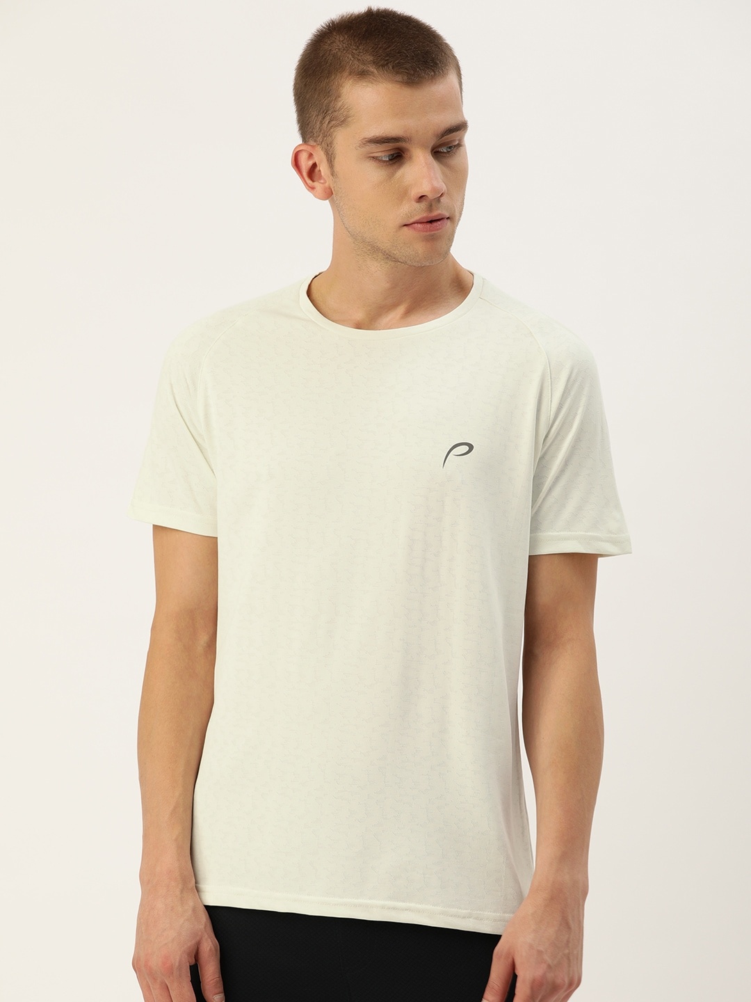 

Proline Active Men Off-White Self Design Round Neck T-shirt