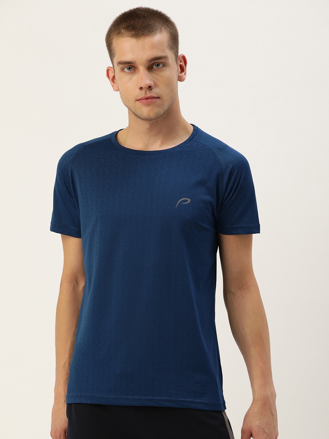 

Proline Active Men Navy Blue Self Design Round Neck T-shirt