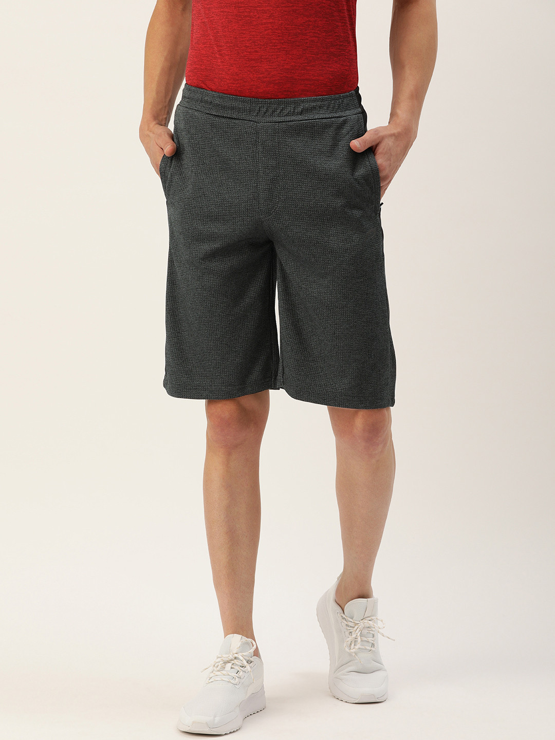

Proline Active Men Grey Melange Slim Fit Solid Pro-Dry Regular Shorts