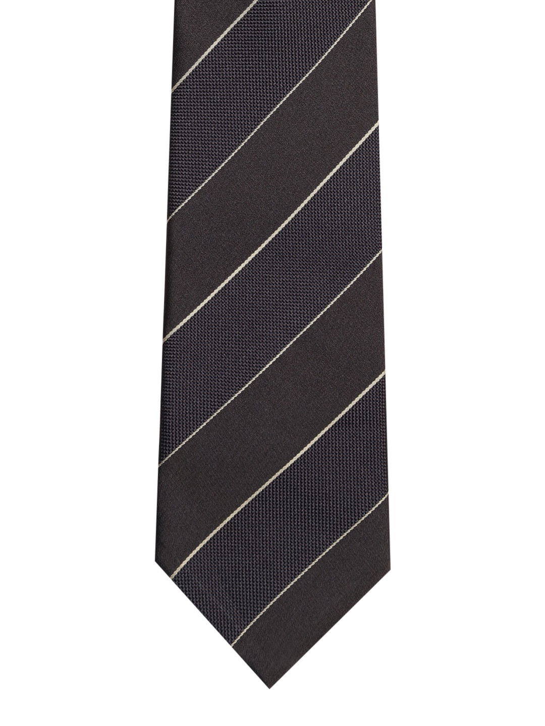 

Louis Philippe Coffee Brown & Navy Blue Striped Broad Tie