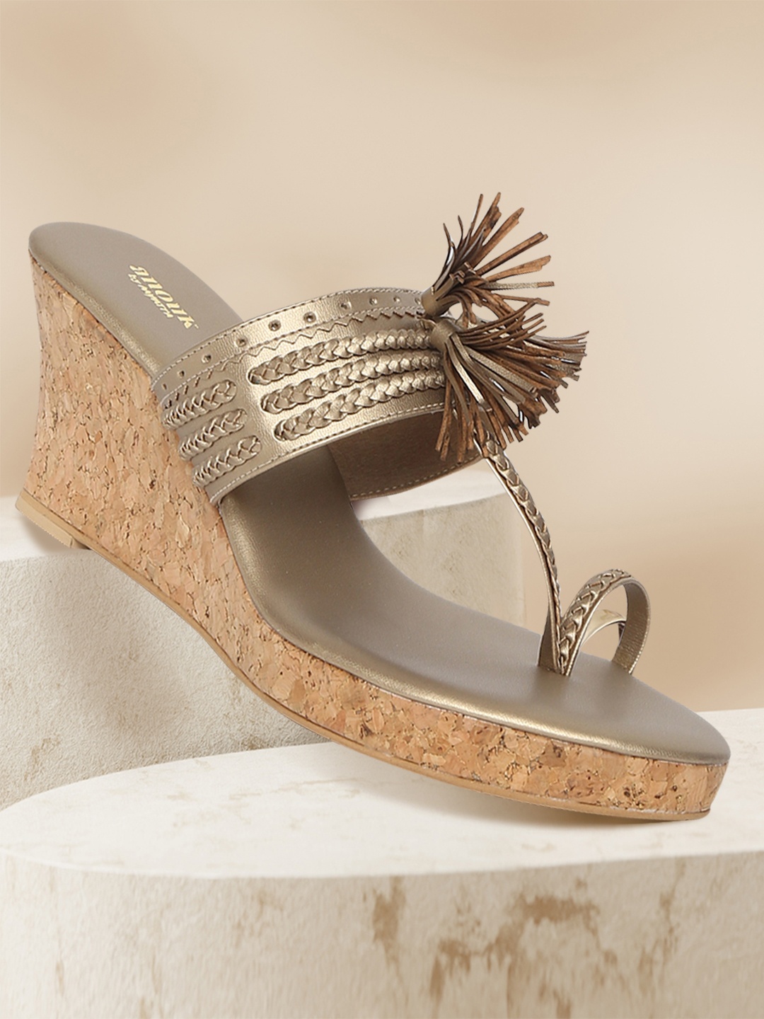 

Anouk Women Gold-Toned Embellished Wedges