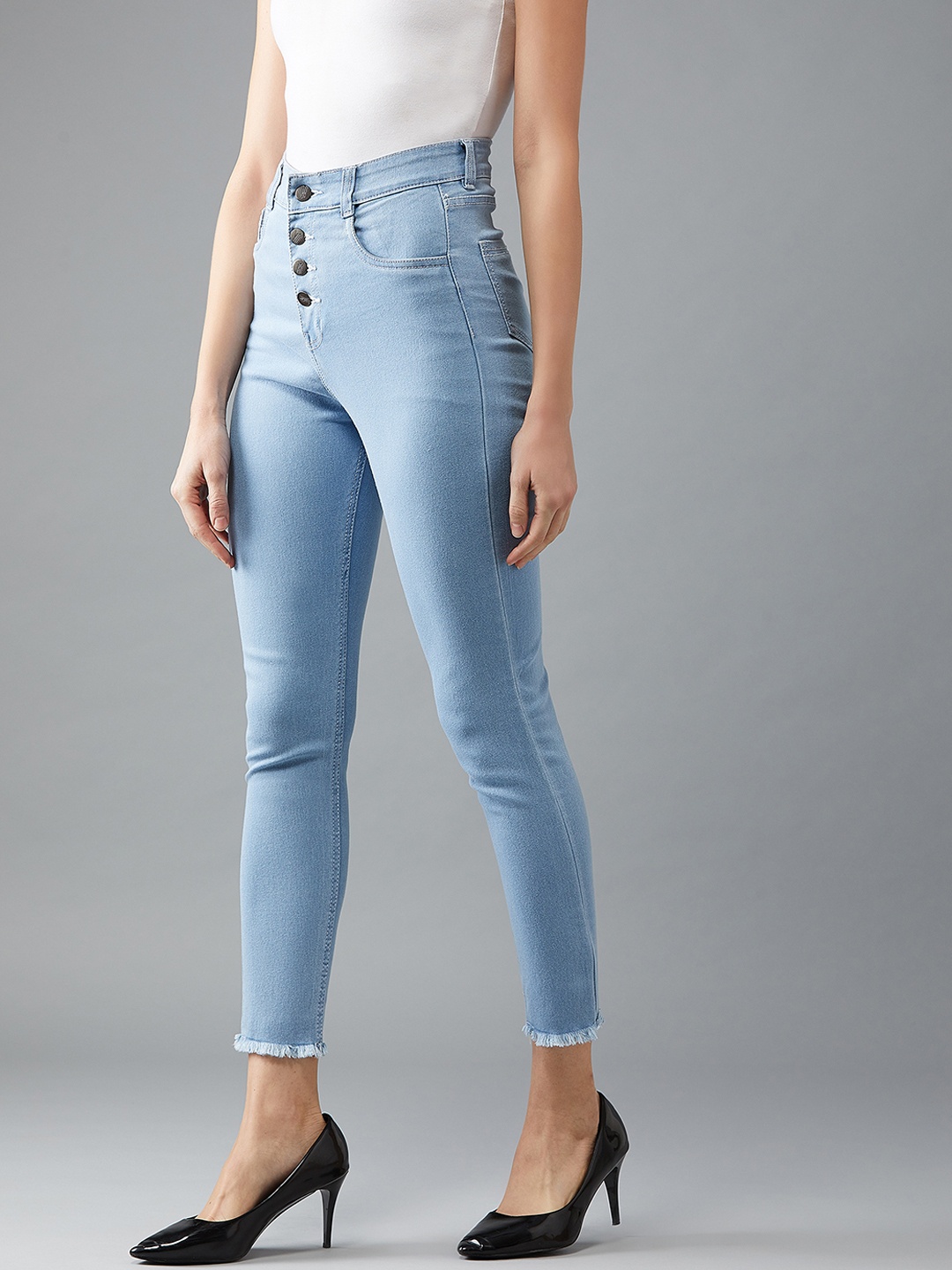 

DOLCE CRUDO Women Blue Skinny Fit High-Rise Clean Look Stretchable Jeans