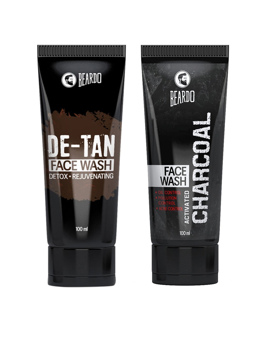 

Beardo Men Set of Acne Oil-Pollution Control Face Wash & De-Tan Face Wash, Black