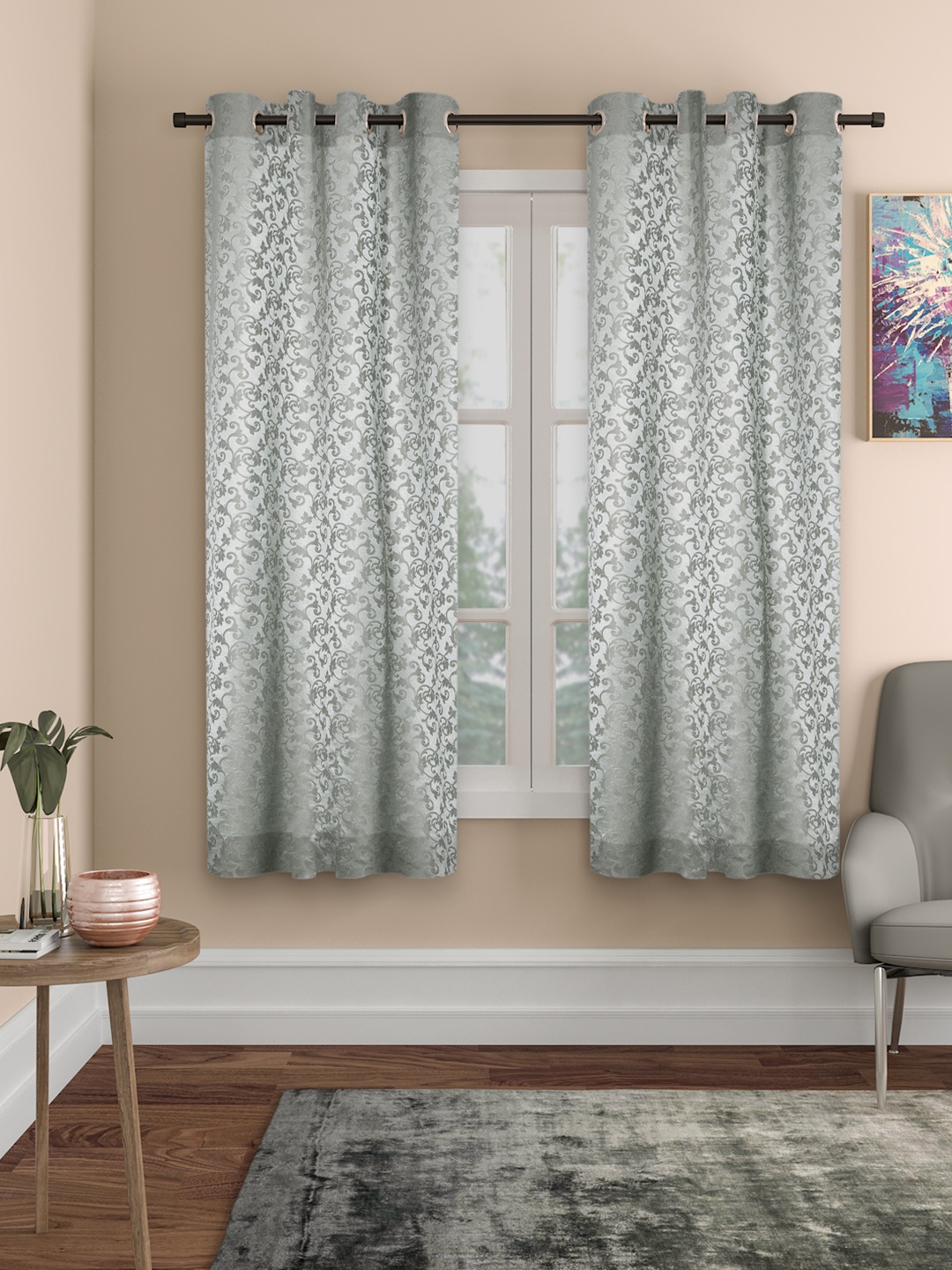 

ROSARA HOME Set of 2 Grey Window Curtains
