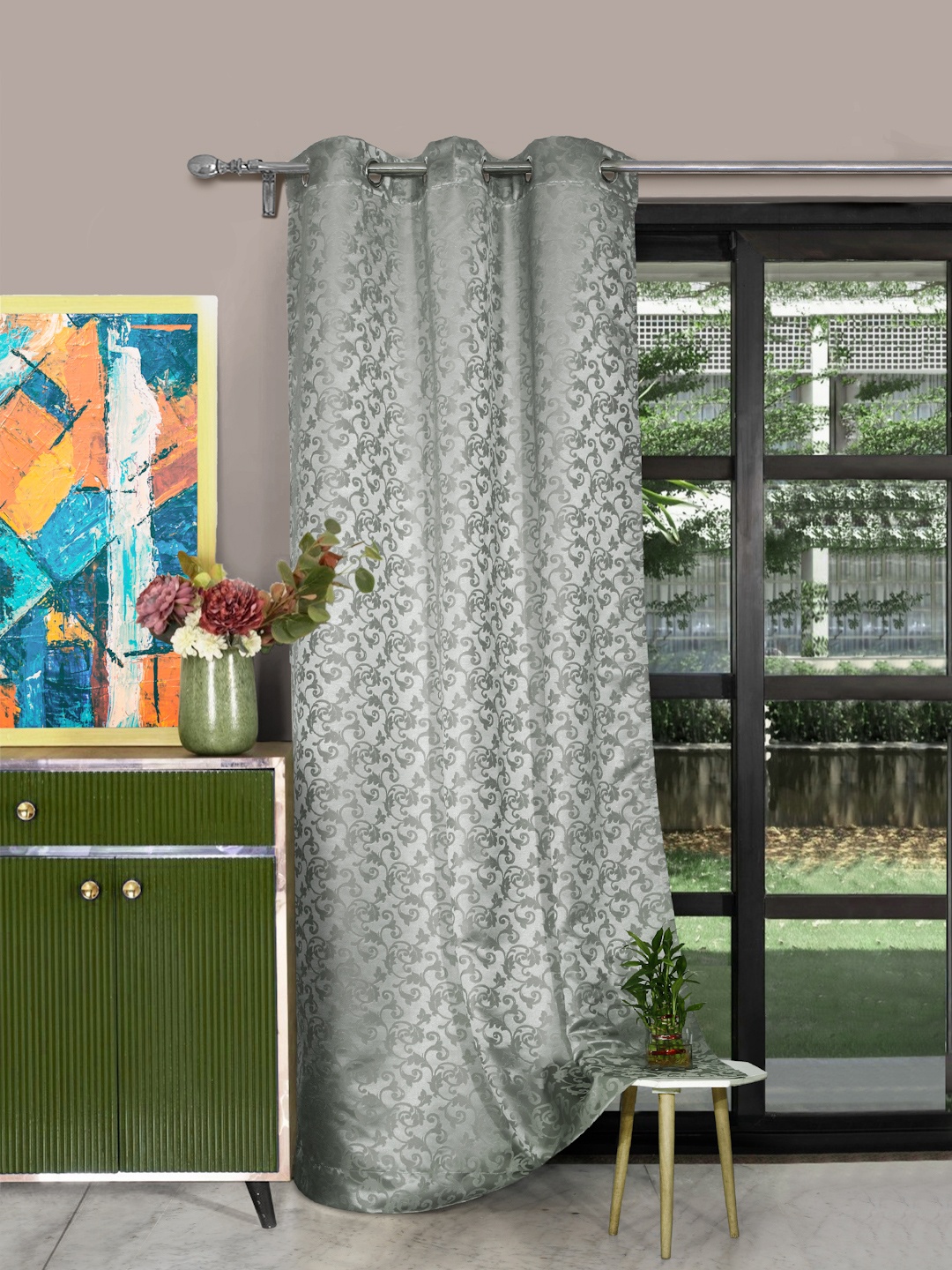 

ROSARA HOME Grey Single Long Door Curtain