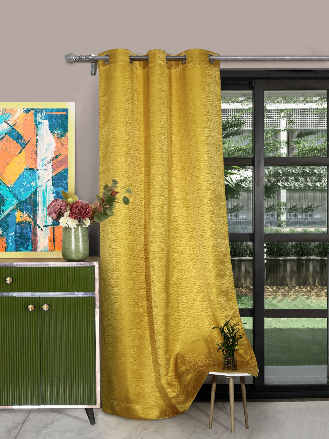 

ROSARA HOME Mustard Single Long Door Curtain