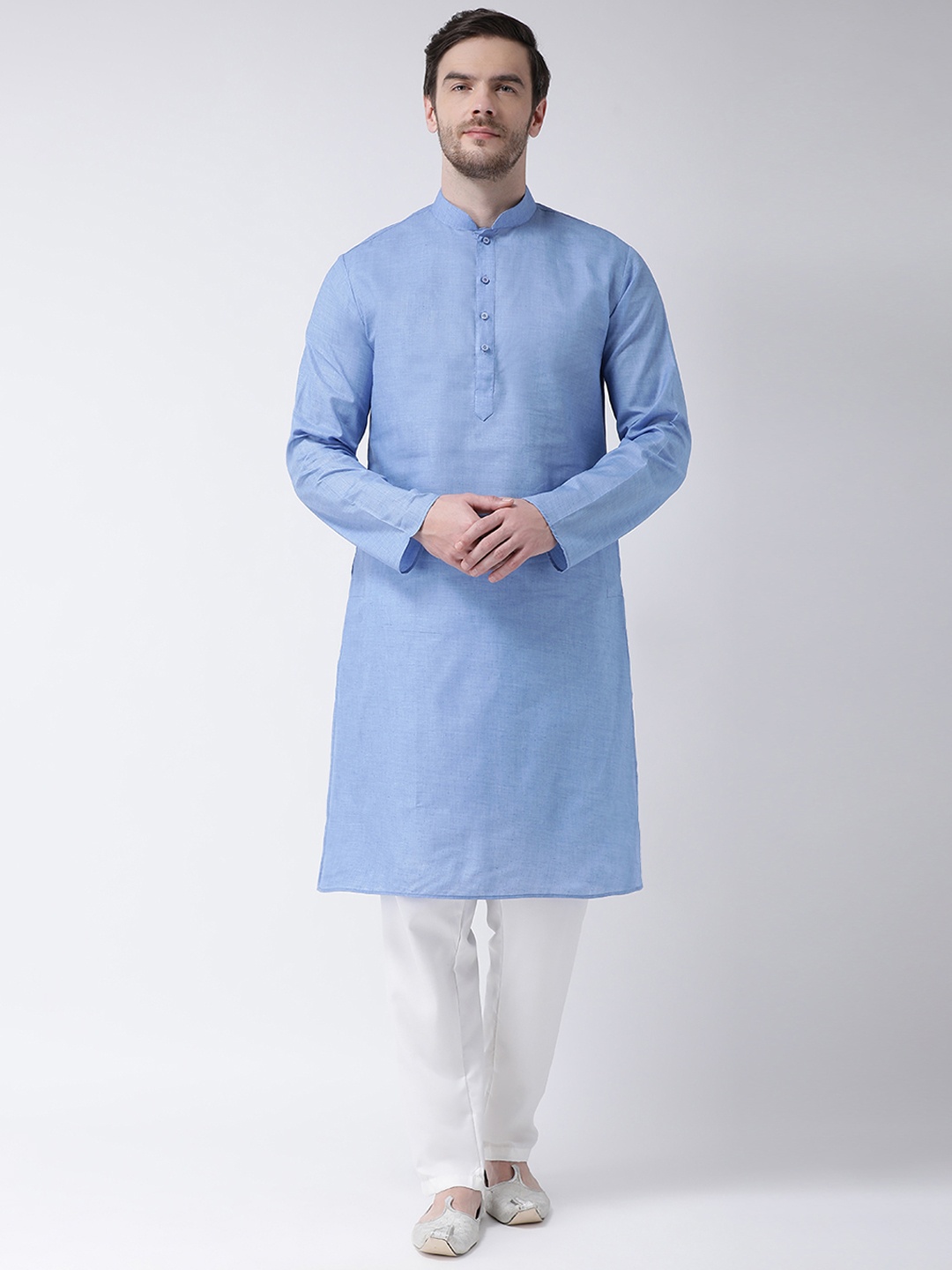 

SG LEMAN Men Blue & White Solid Kurta with Pyjamas