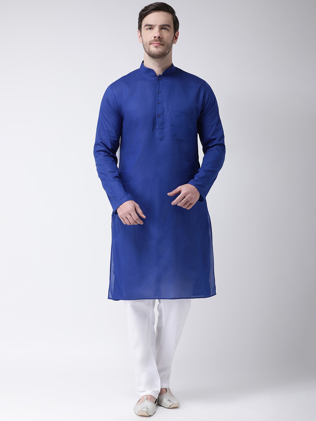 

SG LEMAN Men Blue & White Solid Kurta with Pyjamas