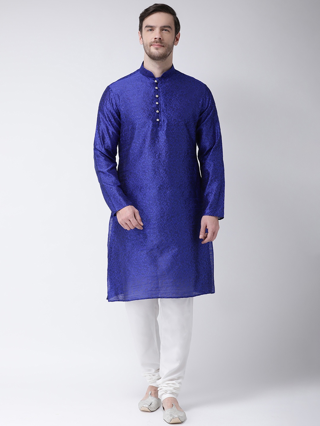 

SG LEMAN Men Blue Self Design Kurta with Pyjamas