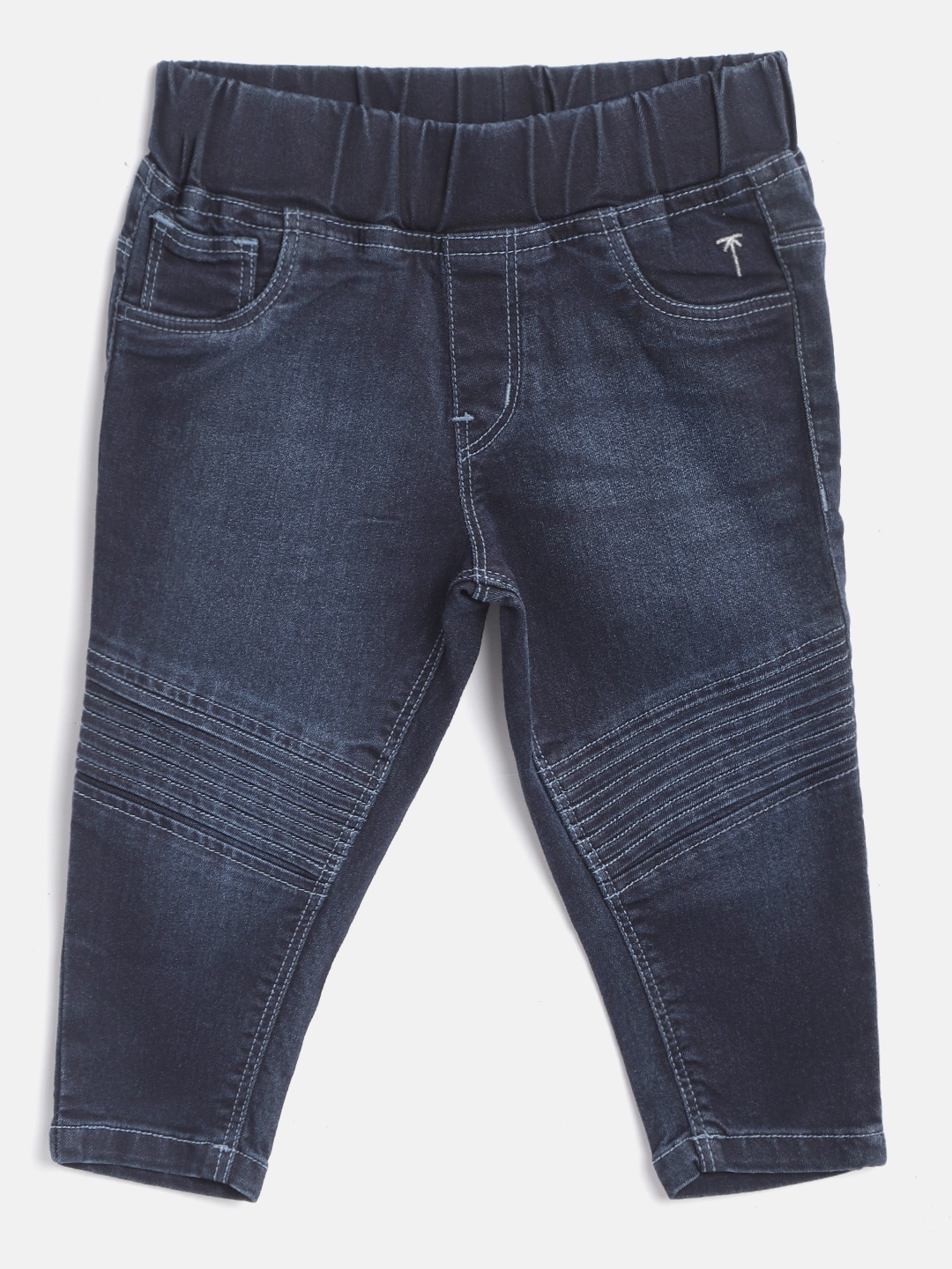 

Palm Tree Girls Navy Blue Washed Jeggings with Pleated Detail