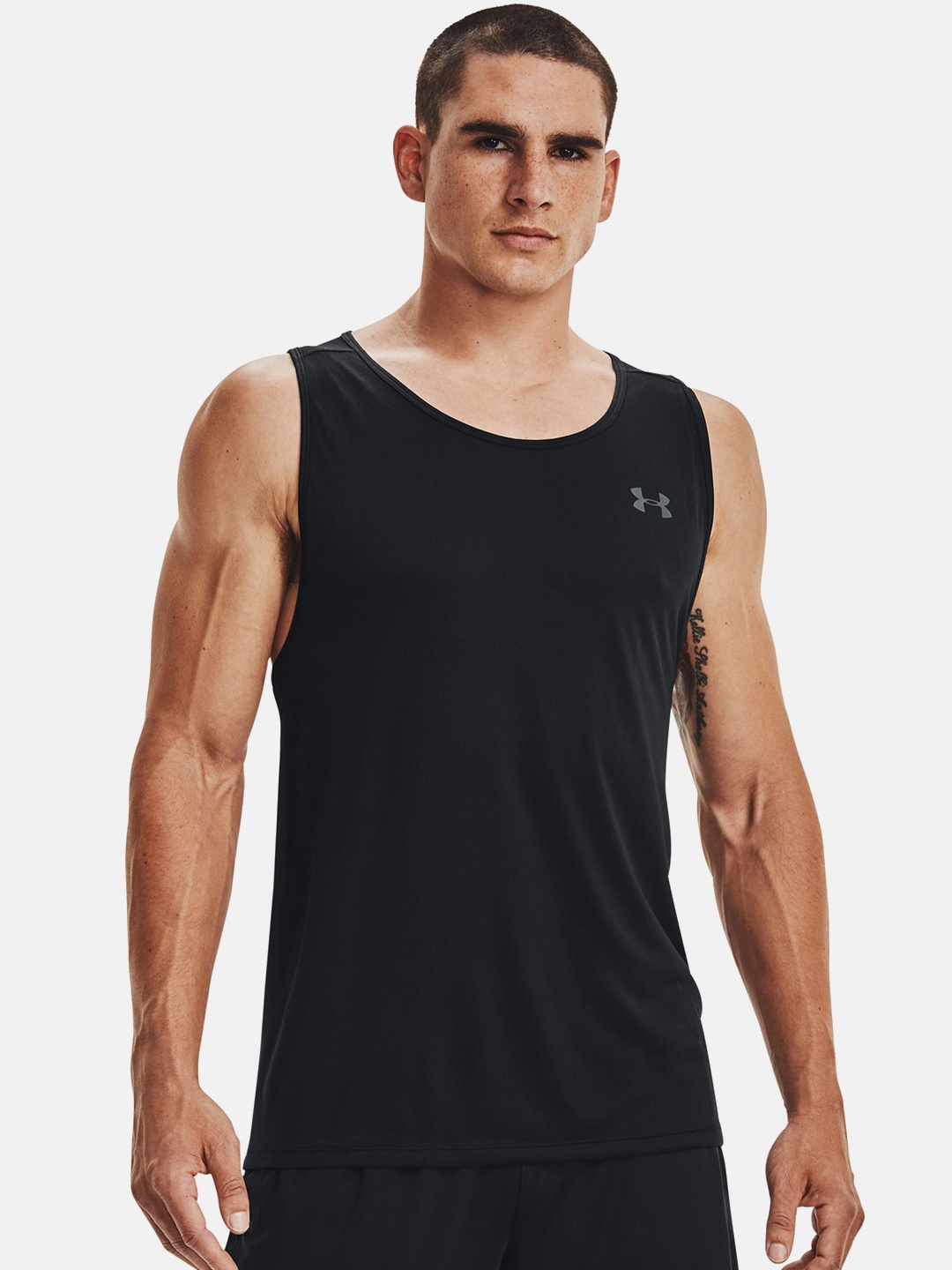 

UNDER ARMOUR Men Black Solid Tech 2.0 Tank Sports T-shirt