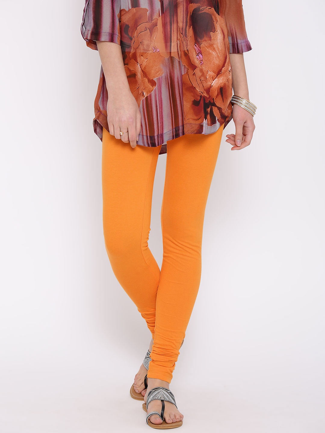 

Aurelia Orange Churidar Leggings