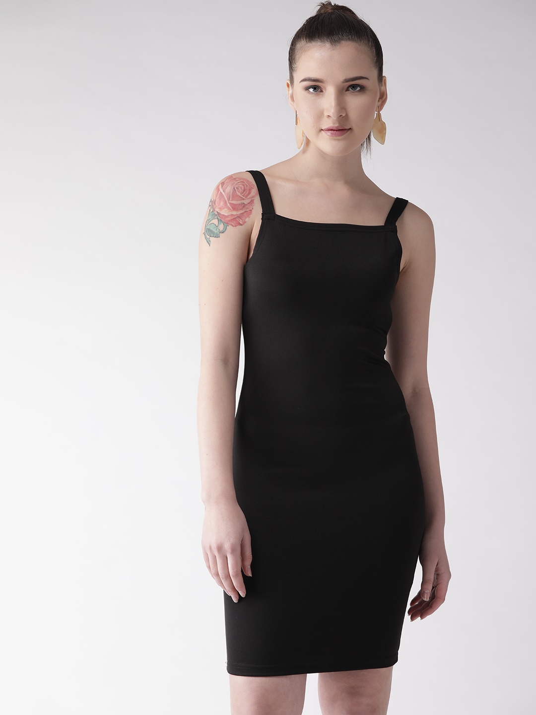 

U&F Women Black Solid Bodycon Dress