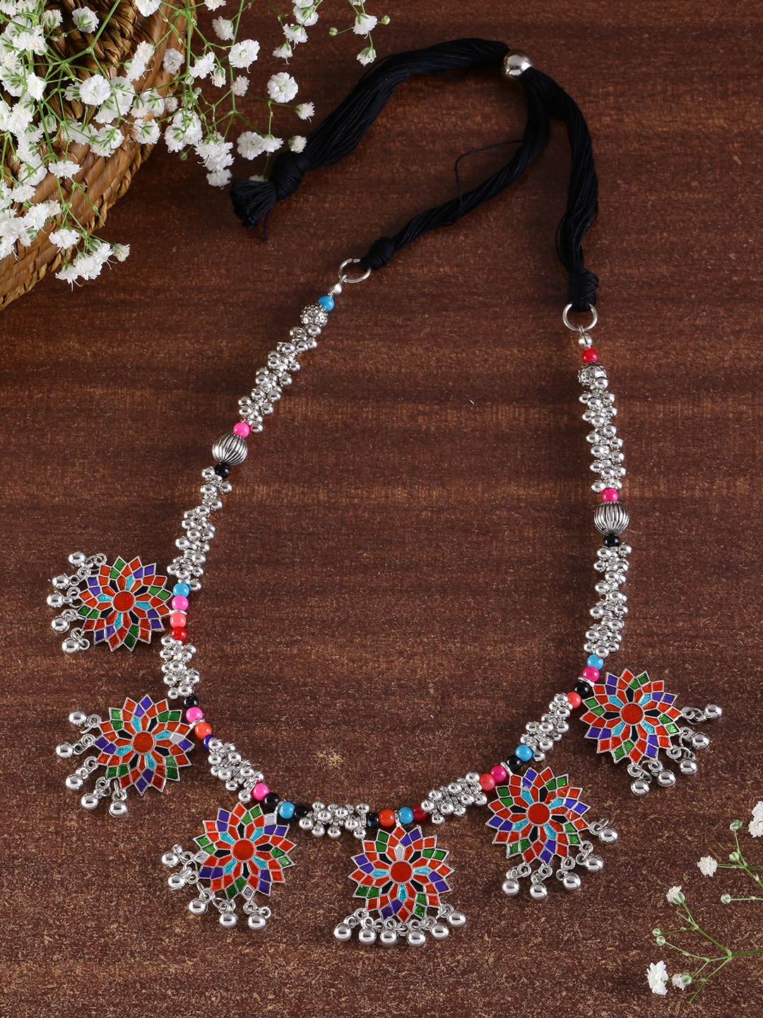 

Fida Multicolored Enamelled Afghan Necklace, Multi