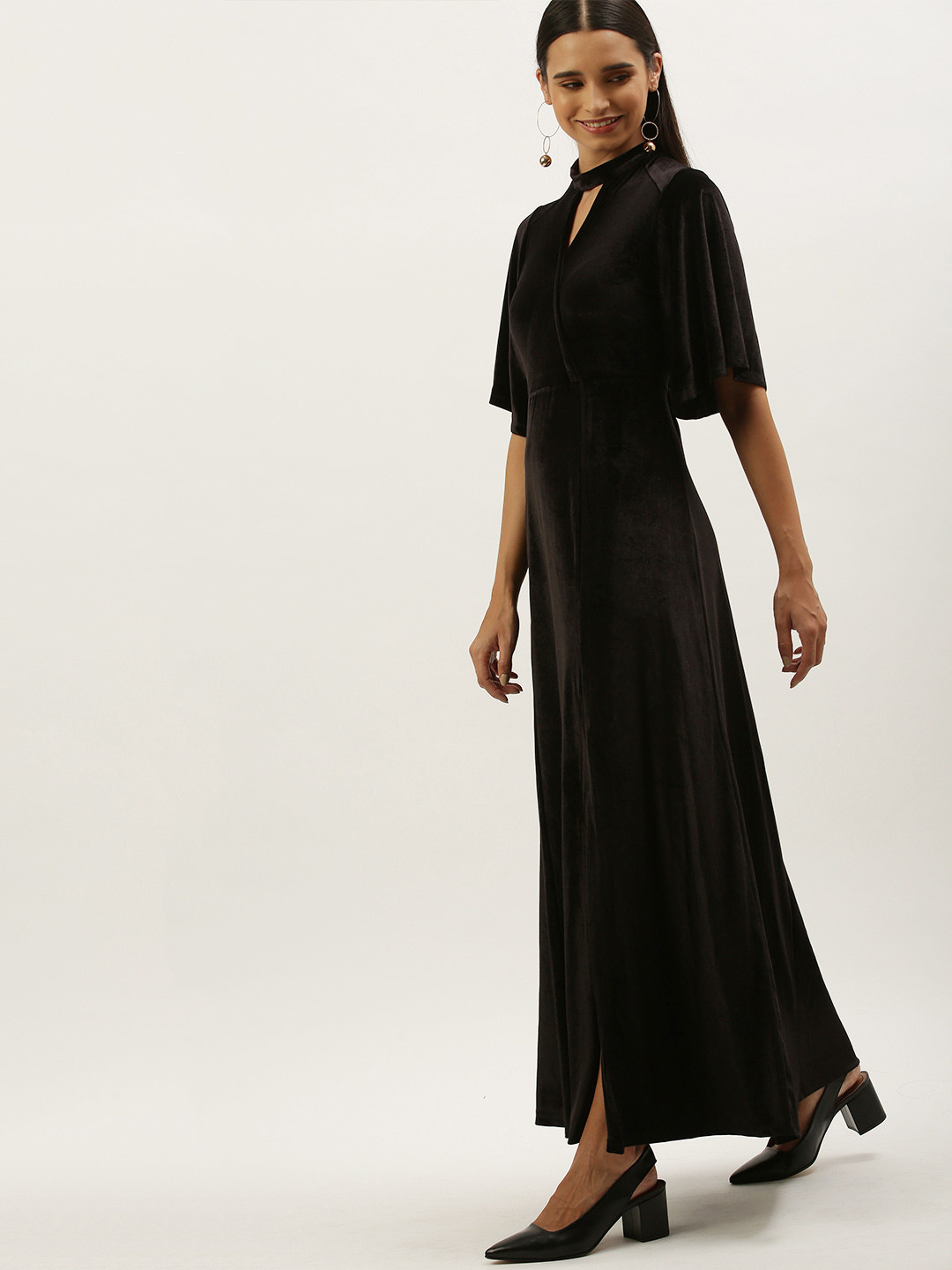 

AND Women Black Solid A-Line Dress