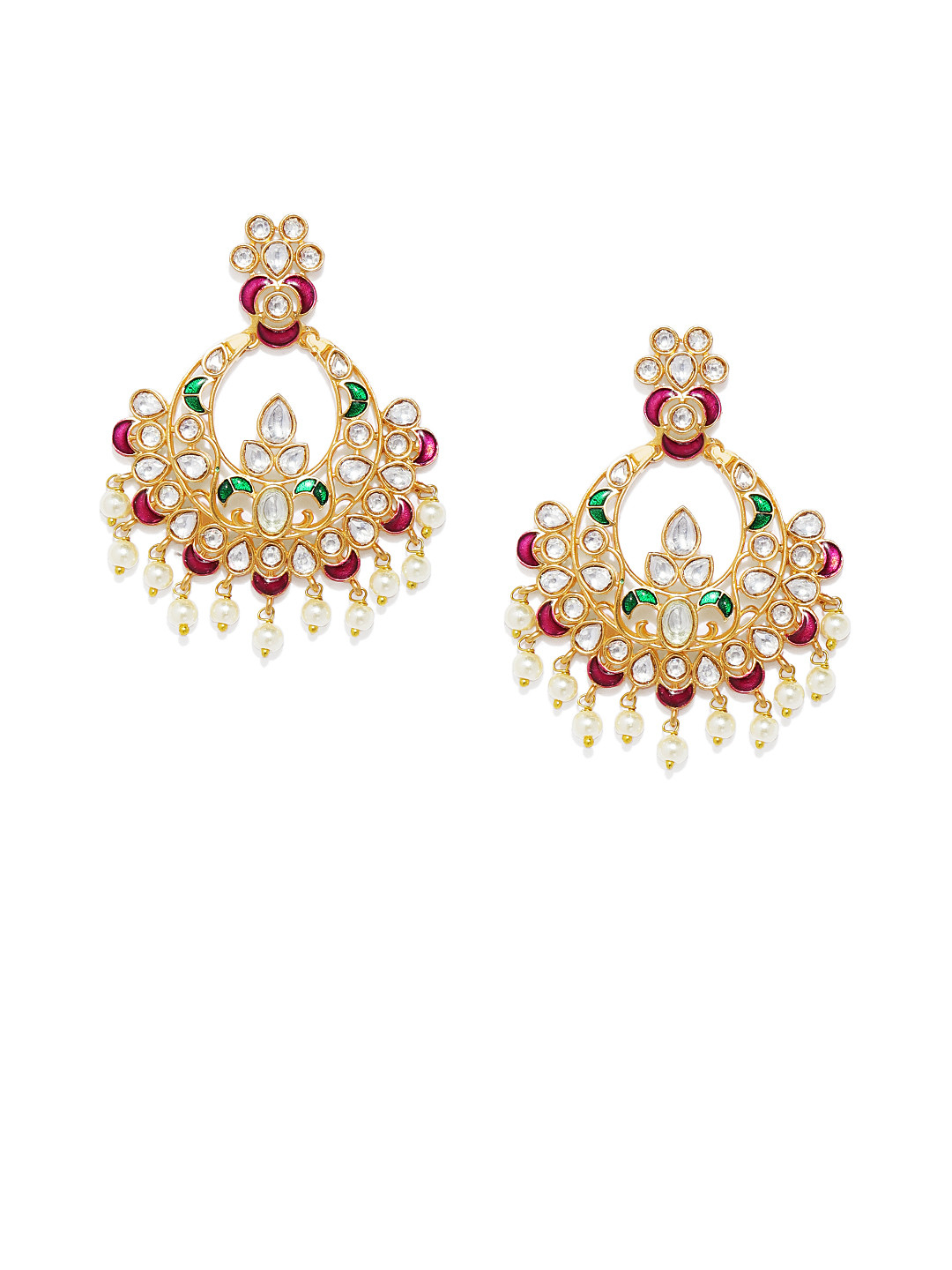 

Peora Gold-Plated & Red CZ Studded Classic Chandbalis