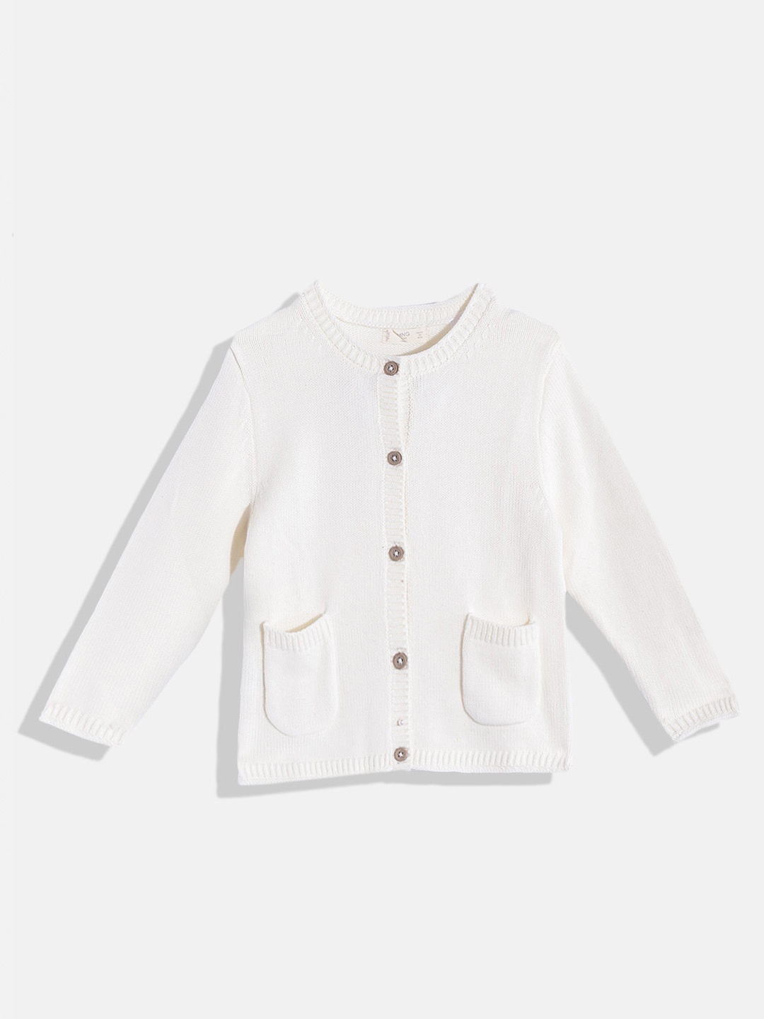 

Mango Kids Girls Off White Solid Knitted Cardigan