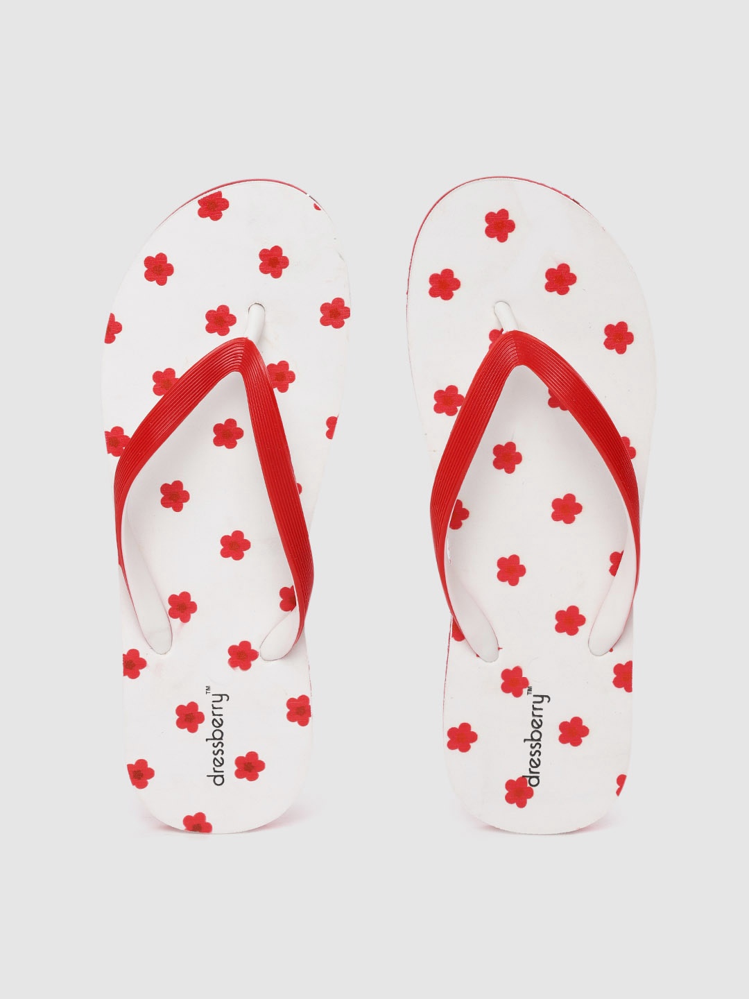 

DressBerry Women Red & White Floral Print Thong Flip-Flops