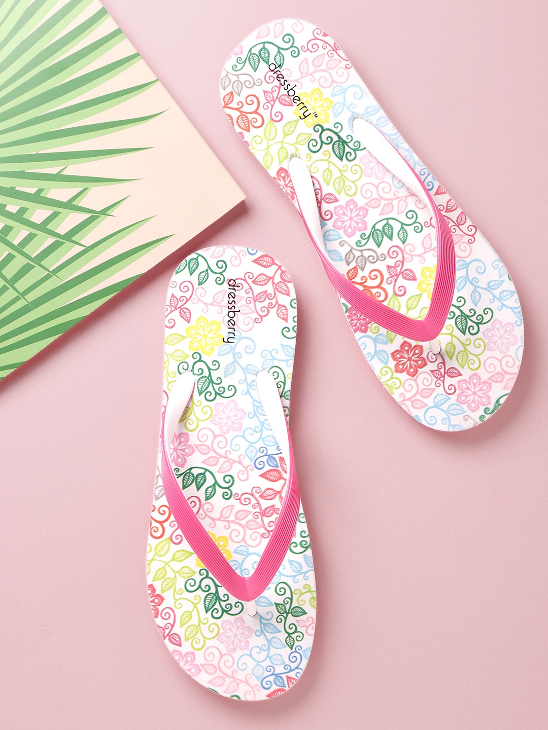 

DressBerry Women Multicoloured Printed Thong Flip-Flops, Multi