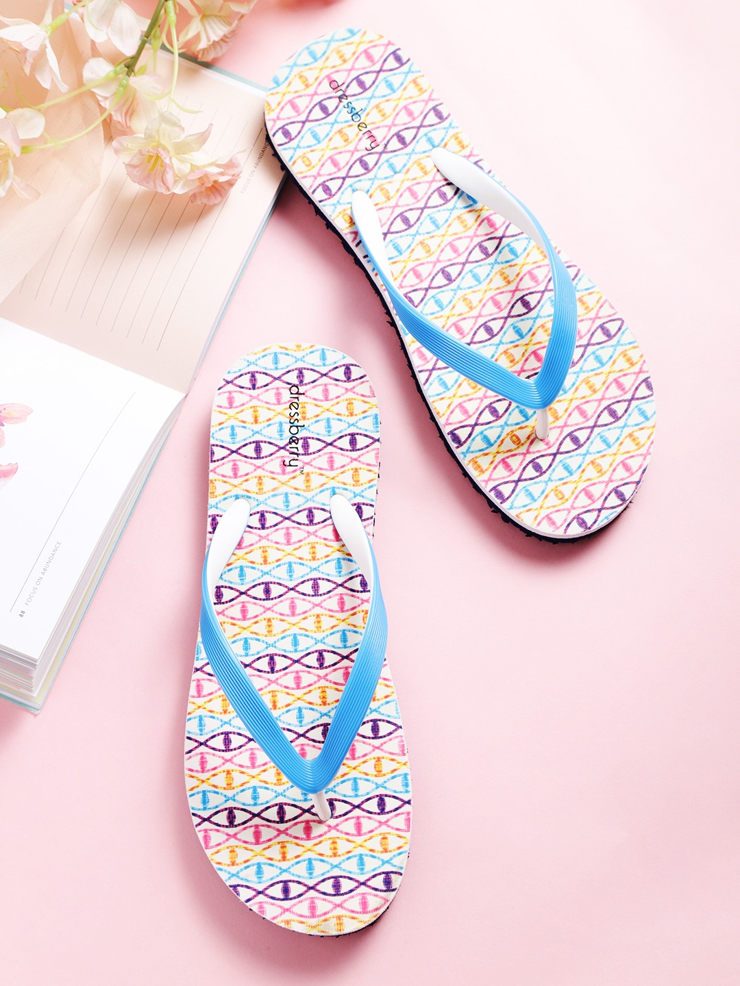 

DressBerry Women Blue & Off-White Printed Thong Flip-Flops