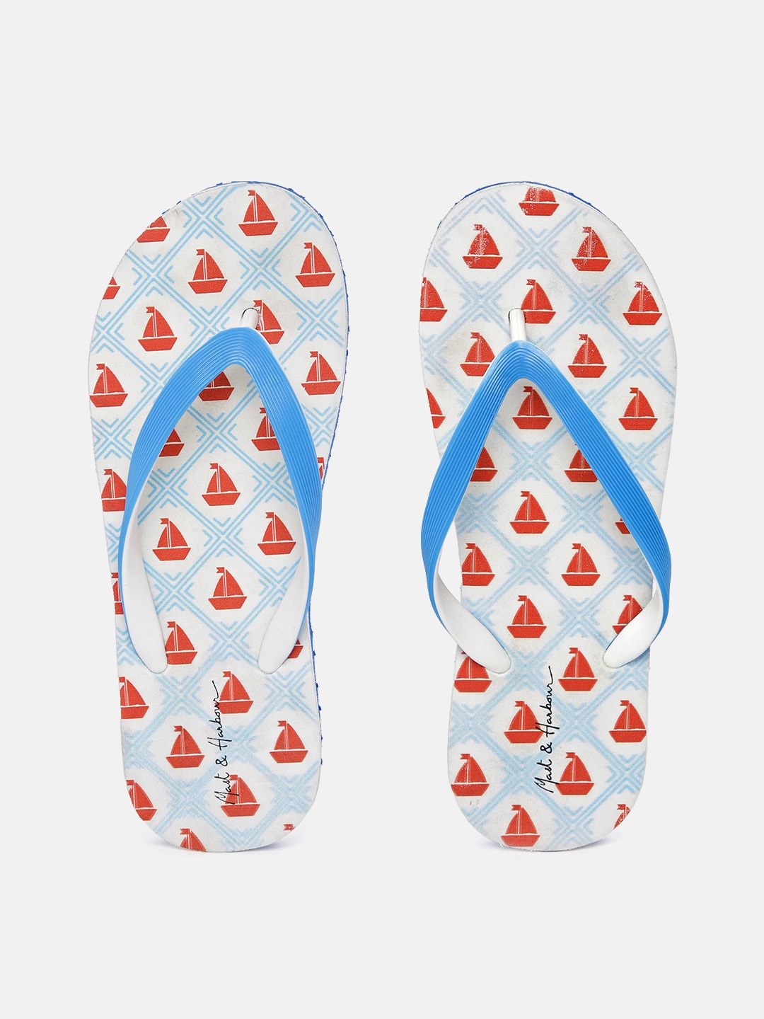 

Mast & Harbour Women Printed Thong Flip-Flops, Blue
